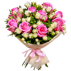 Pink rose 50 cm - 15, Spray rose: white, cream, light pink 50 cm - 15, Pistachio, Felt, Ribbon