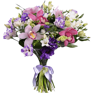 Arrangement of orchids and freesia with delivery Ryazan