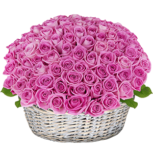 Basket of 101 pink roses with delivery Ryazan