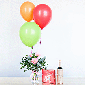 Gift set "Gerberas, sweets, balloons and non-alcoholic wine" with delivery Ryazan