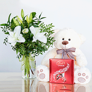 Gift set "Lilies, teddy bear and sweets" with delivery Ryazan