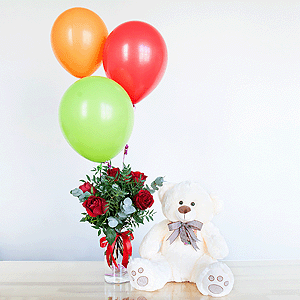 Gift set "Teddy bear, roses and balloons" with delivery Ryazan