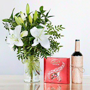 Gift set "Lilies, sweets and non-alcoholic wine" with delivery Ryazan
