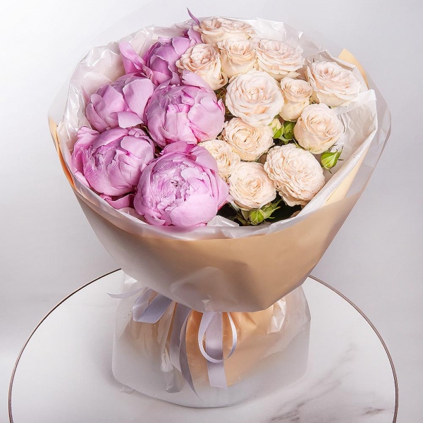 Peony pink - 5, Peony sprayrose - 5, Wrapping Paper