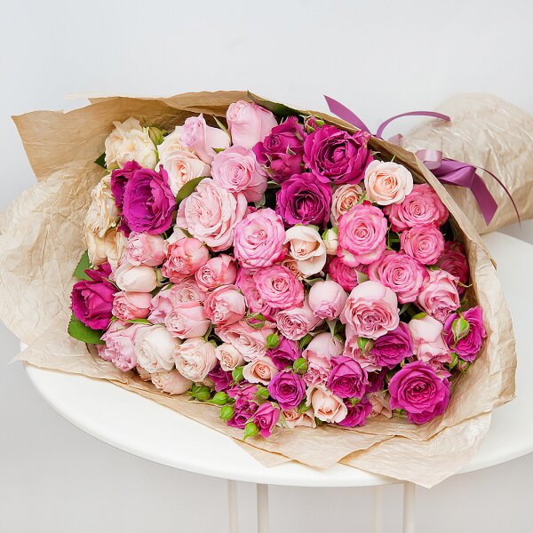 Peony sprayrose - 13, Spray rose: white, cream, light pink 50 cm - 6, Wrapping Paper