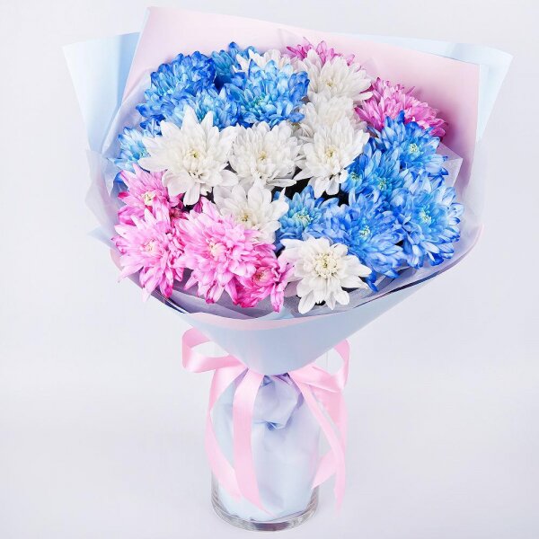 Chrysanthemum spray Baltica painted blue - 9, Wrapping Paper